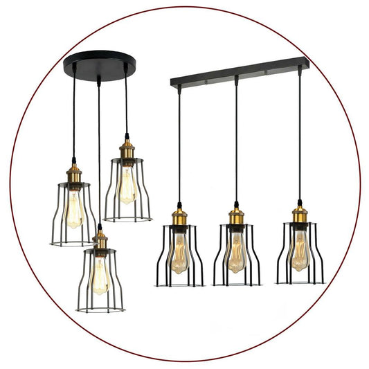 Vintage Pendant Light Shade Industrial Metal Wire Frame Loft Cage Ceiling Light~2024 - LEDSone UK Ltd