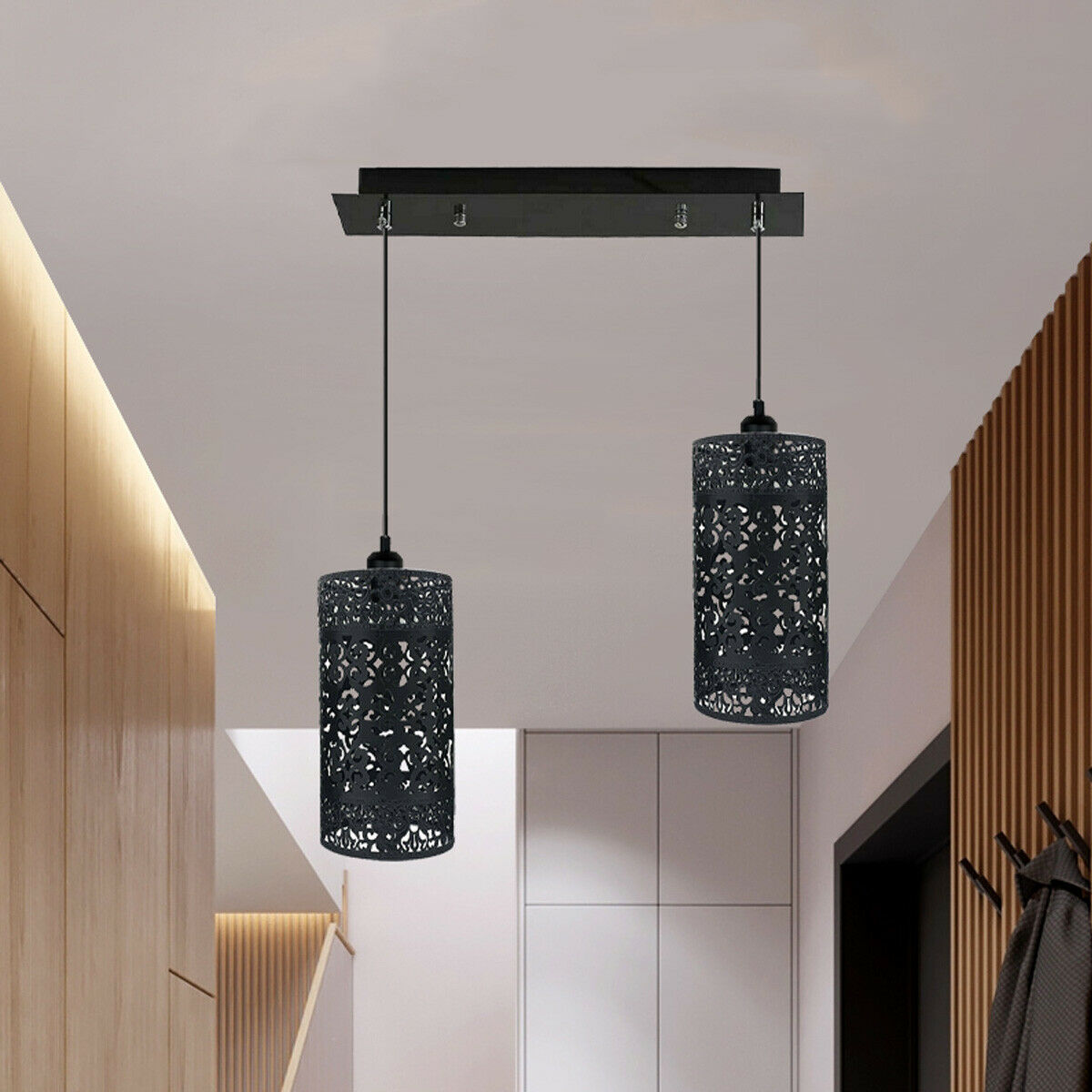 Modern Lighting Double Pendant Aluminium 3 Ring Modern Double LED