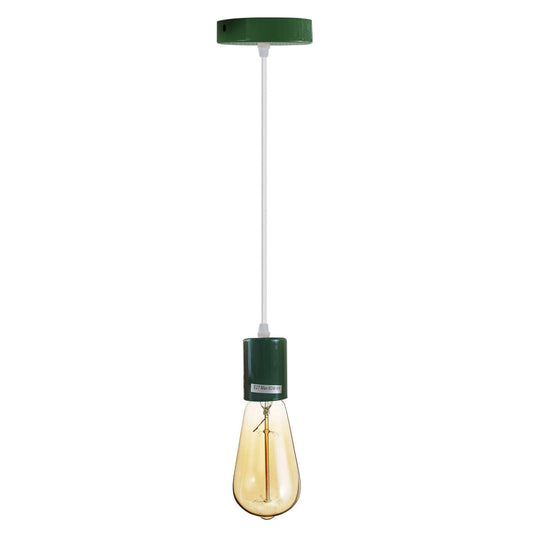 Green E27 Ceiling Light Fitting Industrial Pendant Lamp Bulb Holder~1675 - LEDSone UK Ltd