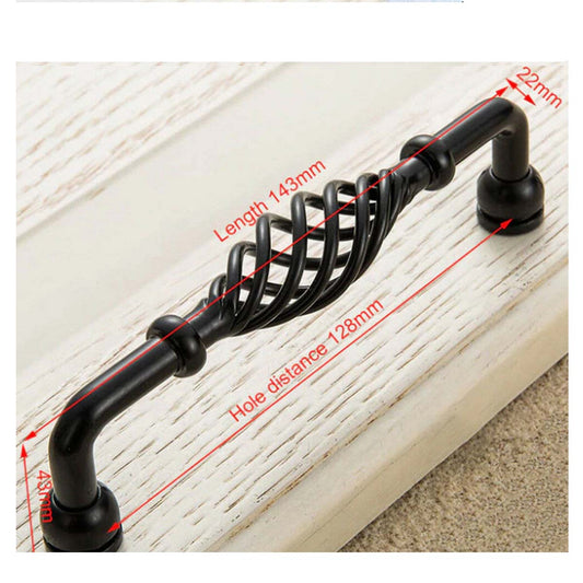 Black Vintage Cabinet Pull with Hollow Design, 143mm