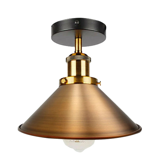 Vintage Industrial Ceiling Lights Retro Yellow Brass Shade Pendant Sconce Lamp~2598 - LEDSone UK Ltd
