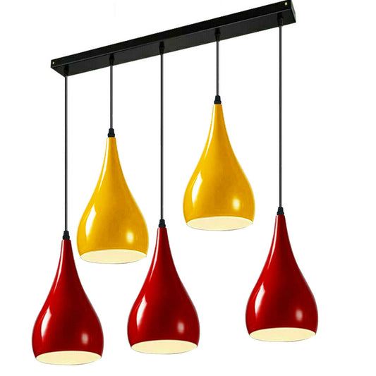 Red And Yellow Light Pendant Hanging Light Industrial 5 Outlet Pendant~1630 - LEDSone UK Ltd