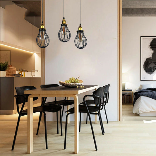 Industrial 3 heads Black hanging Pendant Accessories Ceiling Light Cover Decorative Cage light fixture~3427 - LEDSone UK Ltd