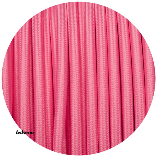 3 core Round Rayon Vintage Braided Fabric Pink Cable Flex 0.75mm - Shop for LED lights - Transformers - Lampshades - Holders | LEDSone UK