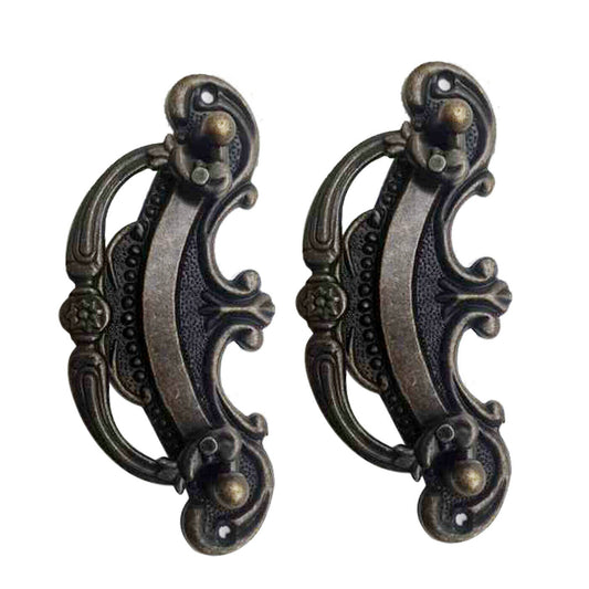 5 Pack Black Cast Iron Rustic Door Pull Handle Overall Length 90mm