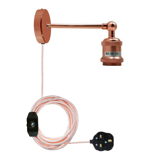 Adjustable Arm Rose Gold Plug in wall light