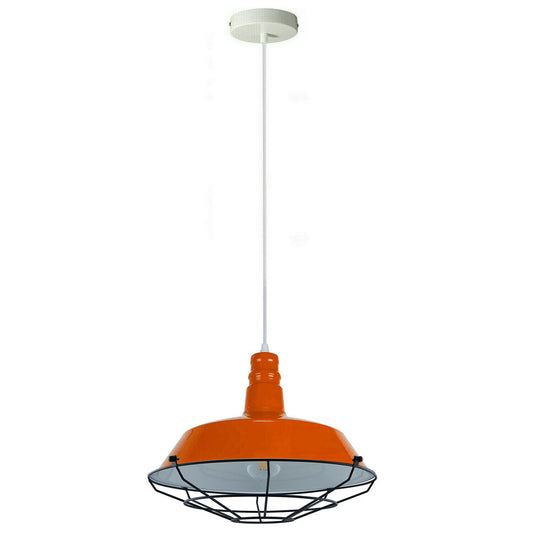 Orange Pendant Light Industrial Single Ceiling Hanging Lighting Fixture~1547 - LEDSone UK Ltd