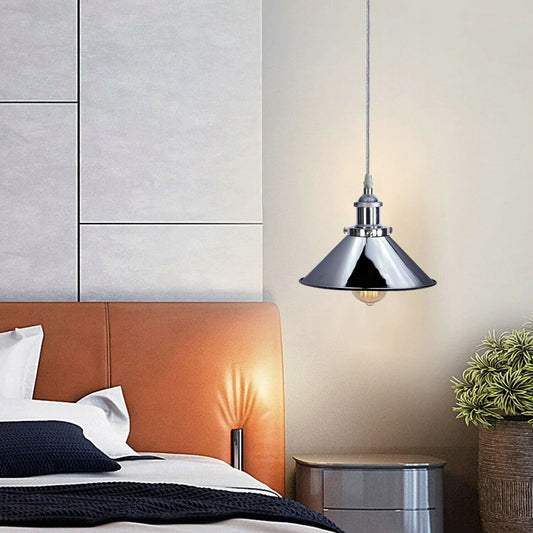 Vintage Modern Metal Ceiling Pendant Light Chrome Hanging Lamp With 95cm Adjustable Wire~1337 - LEDSone UK Ltd