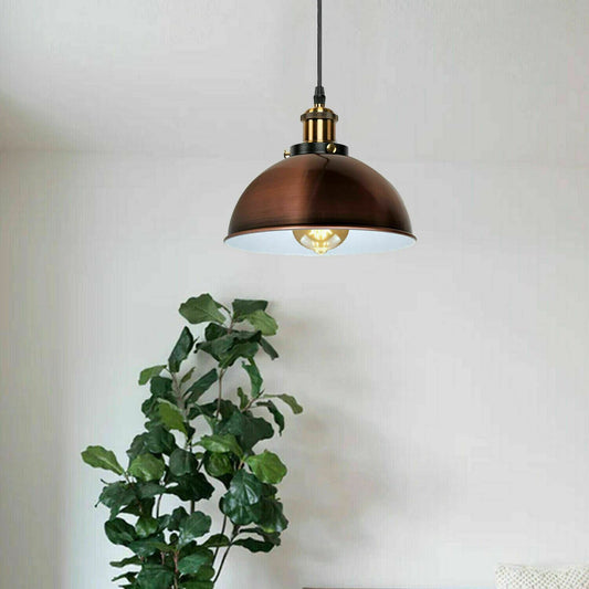 Vintage Modern Ceiling Pendant Light Metal Dome Shade Hanging Indoor Light Fitting With 95cm Adjustable Wire~1260 - LEDSone UK Ltd