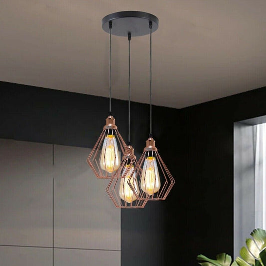 Vintage Cage Pendant Light | Rustic Ceiling Fixture for Home & Office