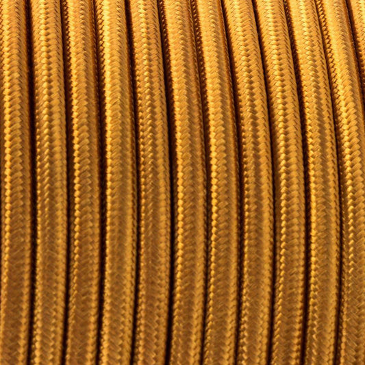 0.75mm 2 Core Round Vintage Braided Deep Gold Fabric Covered Light Flex - Shop for LED lights - Transformers - Lampshades - Holders | LEDSone UK