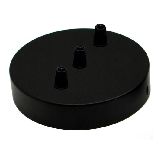 3 Outlet Black Metal Ceiling Rose 120x25mm - Shop for LED lights - Transformers - Lampshades - Holders | LEDSone UK