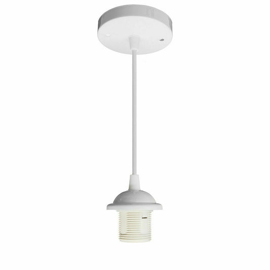 E27 Ceiling Rose White Light PVC Flex Pendant Lamp Holder Fitting~2378 - LEDSone UK Ltd