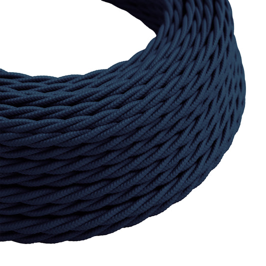 5m Dark Blue 2 Core Twisted Electric Fabric 0.75mm Cable~1756
