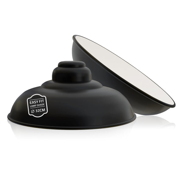 Industriële plafondlampenkap Kies hanglamp ~1089 – Zwart Binnen Wit