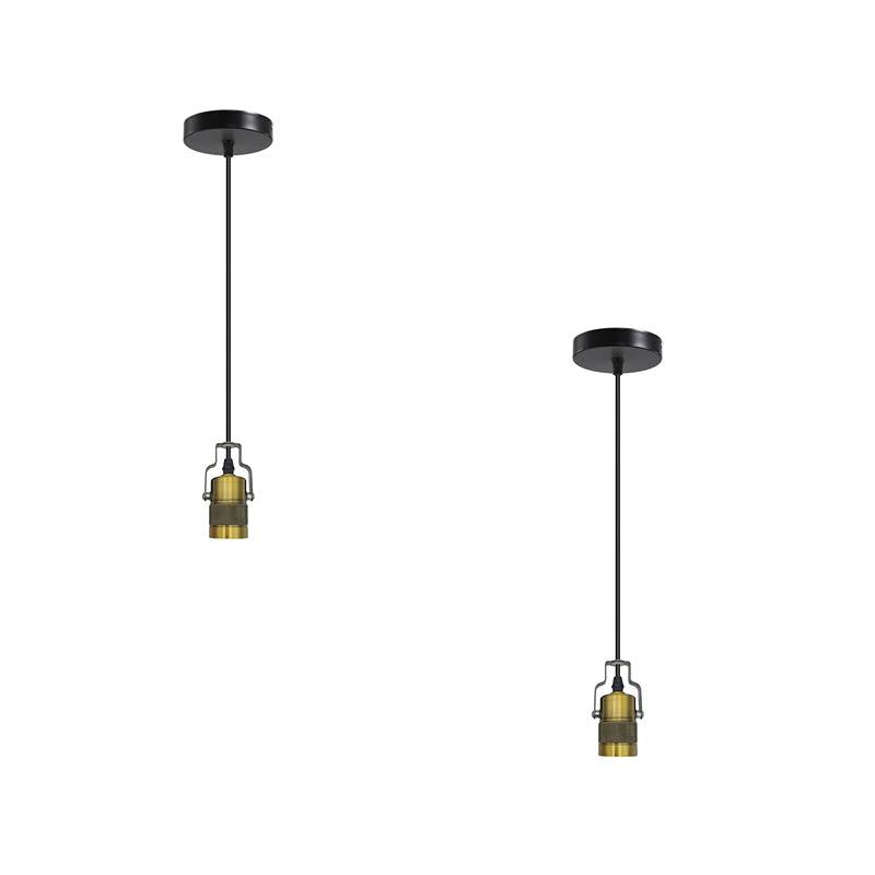 Vintage Industrial Style 1m Yellow Brass Ceiling E27 Pendant Lamp Holder Fitting-2 Pack