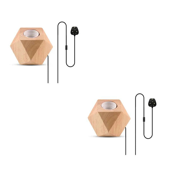 Houten voetlamp Plug-in tafellamp ~4557 – Diamant / Zonder lamp / 2-pack
