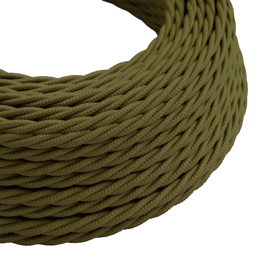 5m Army Green 2 Core Twisted Electric Fabric 0.75mm Cable~1760