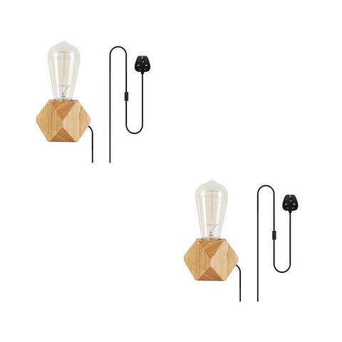 Solid Wood Table Lamp Base E27 220V Wooden 3 Pin Plug In Light with ON/OFF Switch~4558