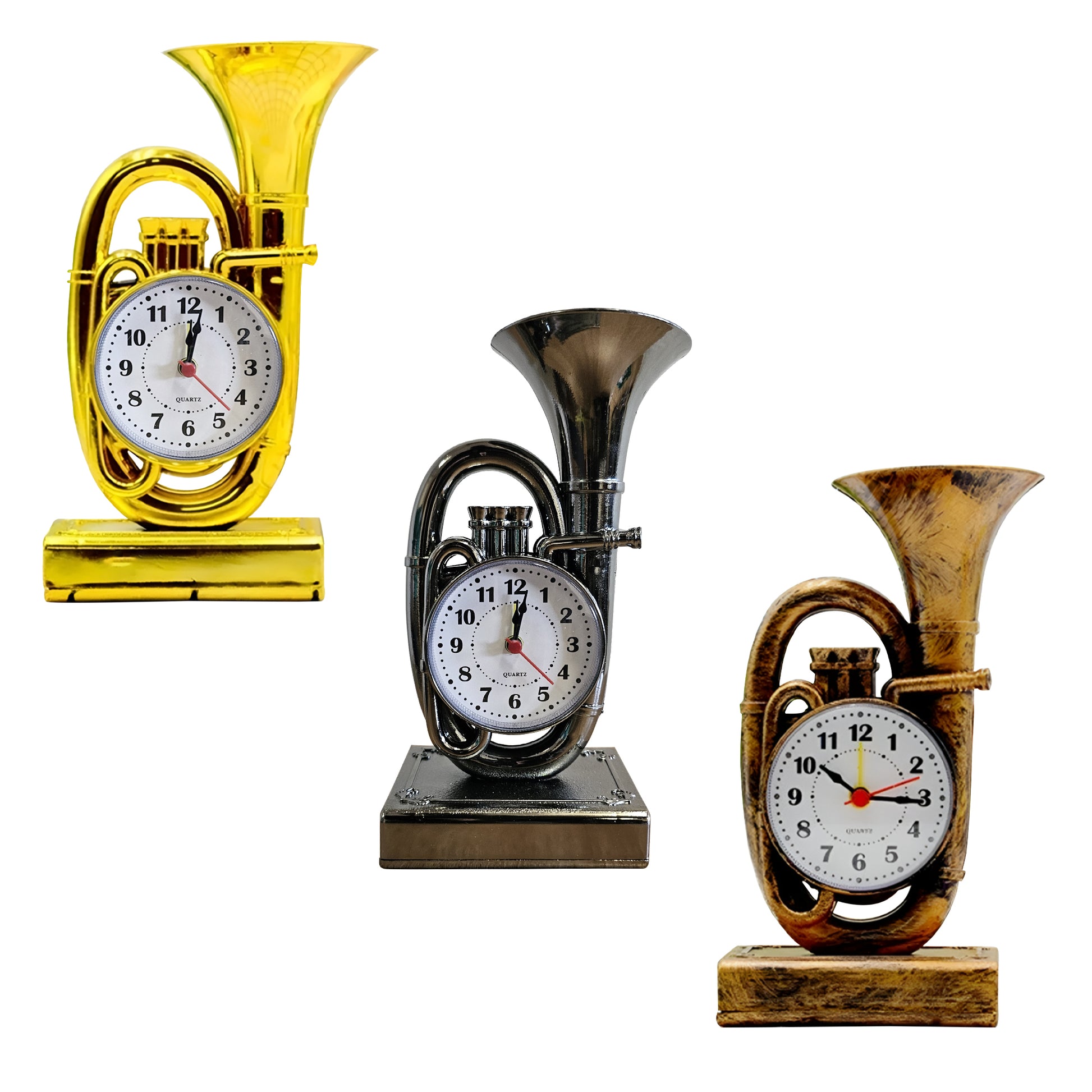 Table Analog Trumpet Style Alarm Clock For Home Decoration ~5227