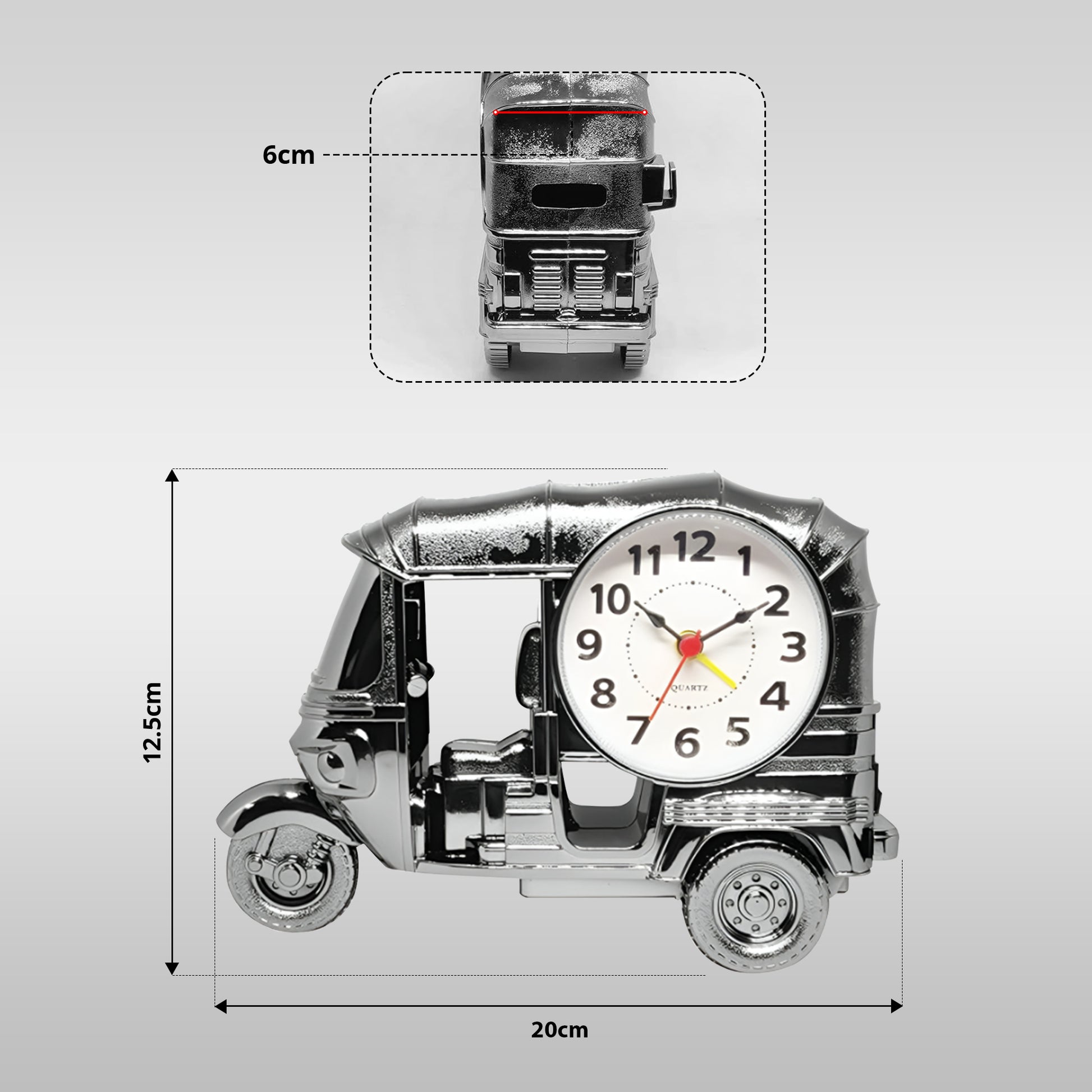 Tricycle shaped Alarm Clock Size Image