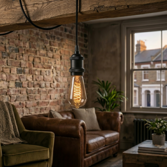 Plug-In Pendant Light | 4m Fabric Cord & bulb Holder ~1497