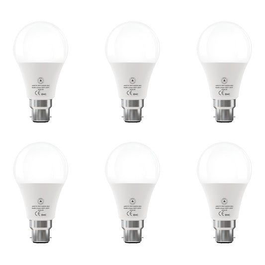 Pack 6 LED E27/B22 Non Dimmable 5W-22W Cool White 6400K Bulb(Energy Saving)~6294