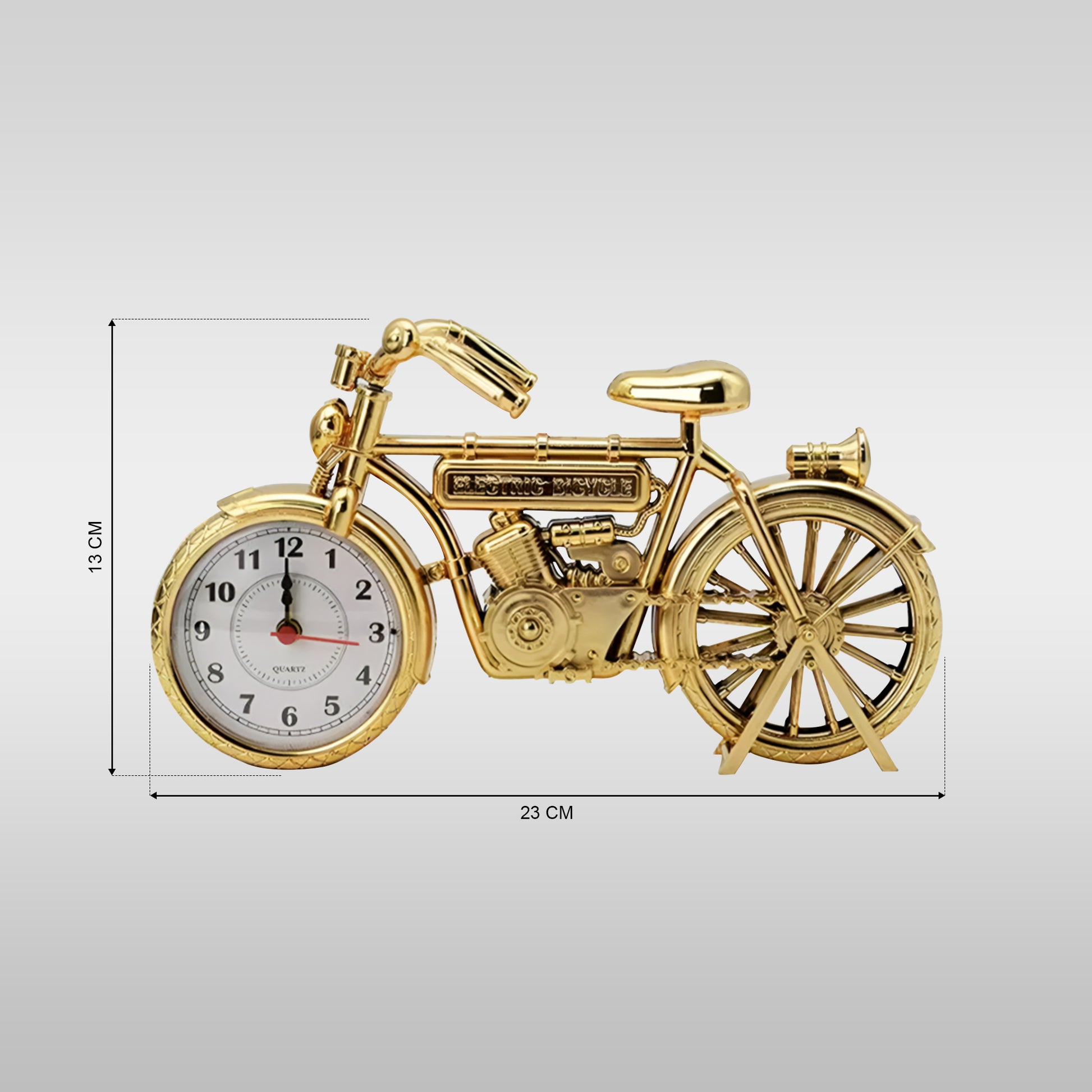 Yellow Brass Bicycle Clock Size Image