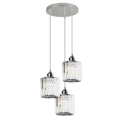 Modern 3 Light Clear Crystal Shade Pendant Light~5050