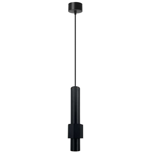 Lámpara colgante cilíndrica LED de techo moderna de aluminio con tubo largo en negro y dorado ~4591 