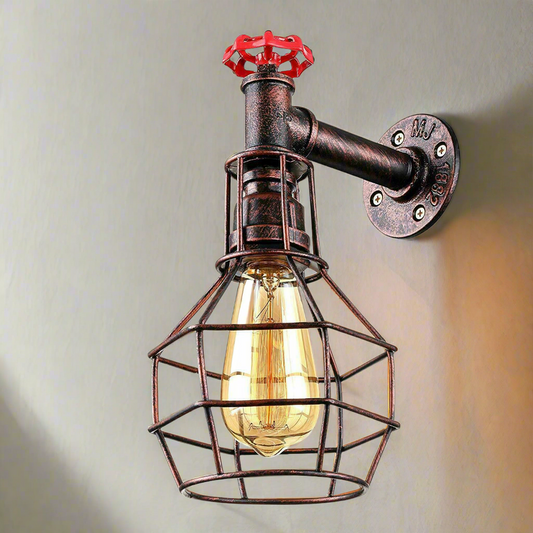 Modern Industrial Retro Vintage Style Pipe Cage Wall Light Wall Lamp Fixture~1118