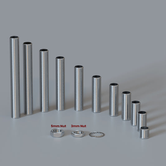 5 x M10 Threaded Aluminum rod Nipple hollow tube in various length ~ 2898