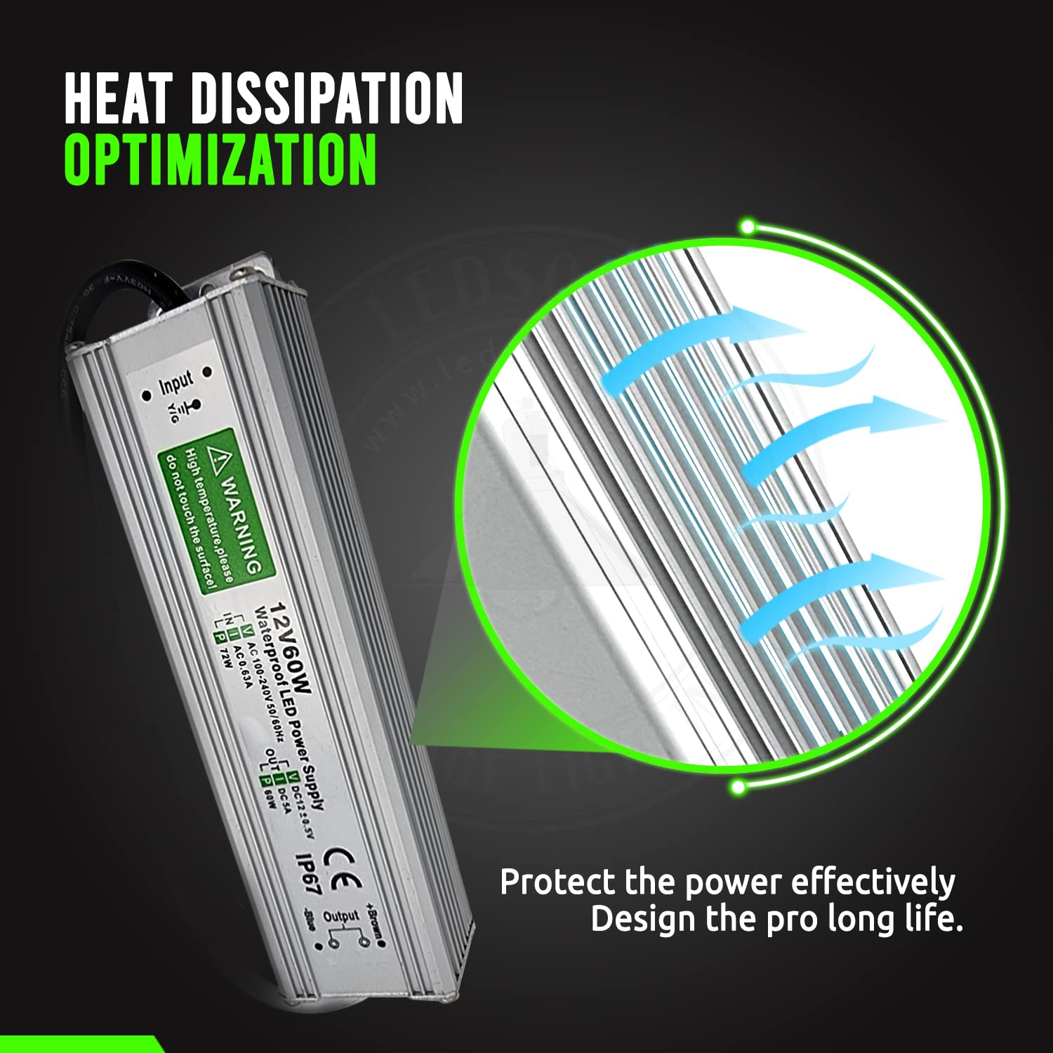 Heat conduction of power suply