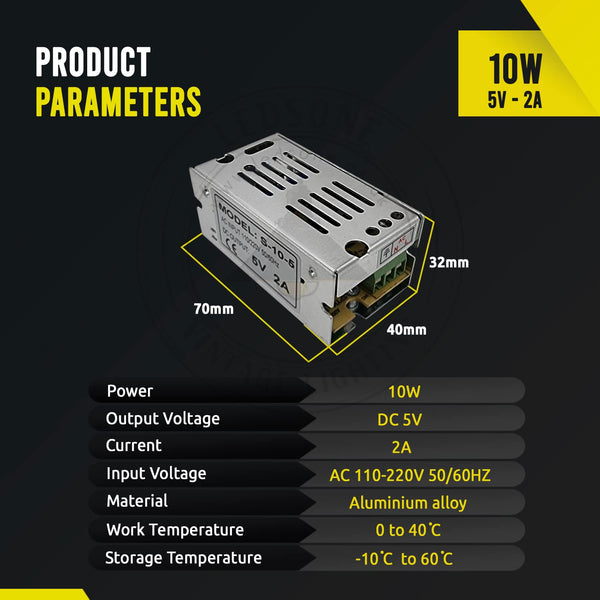 LED Transformer DC 5V Switching Power Supply Slim Enclosed~ 1409 – 10W