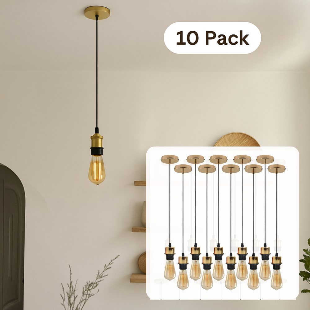 Main Product | French gold E27 pendant light kit with 95cm cable – UK vintage ceiling hanging light