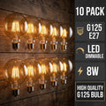Paquete de 10 bombillas LED retro vintage G125 E27 de 8 W, regulables, con forma de globo, ~4165