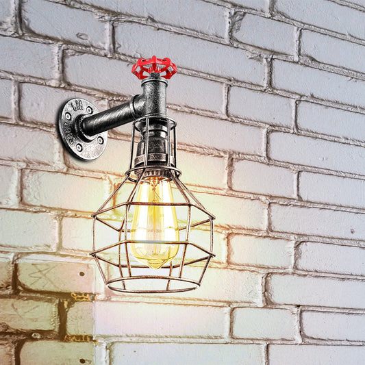 Modern Industrial Retro Vintage Style Pipe Cage Wall Light Wall Lamp Fixture~1118