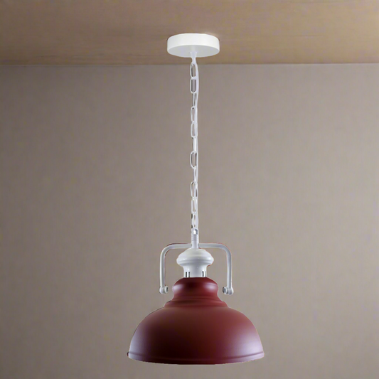 Industrial vintage Retro Indoor Hanging Metal Burgundy Pendant Light E27 UK Holder~3846