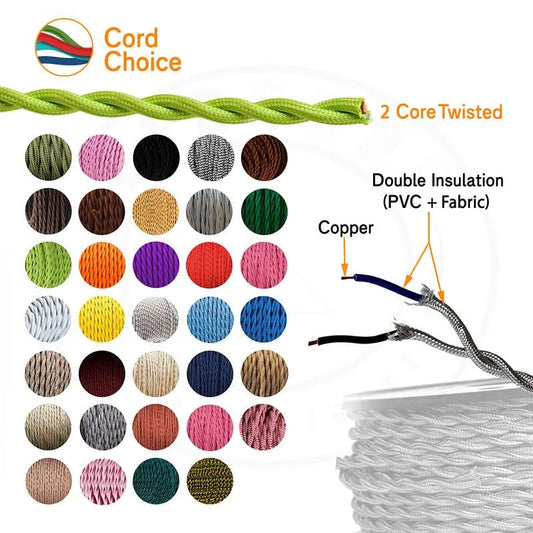 2 Core Twisted Electric Cable Grey Color Fabric 0.75mm~3023