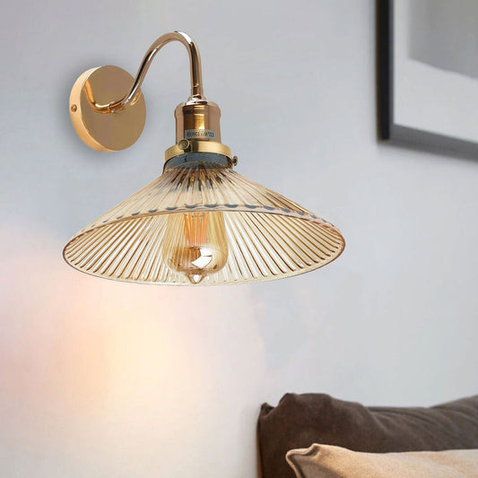 Vintage Wall Light Industrial Lighting Retro Metal Wall lamp with Glass Shade Cover~1274