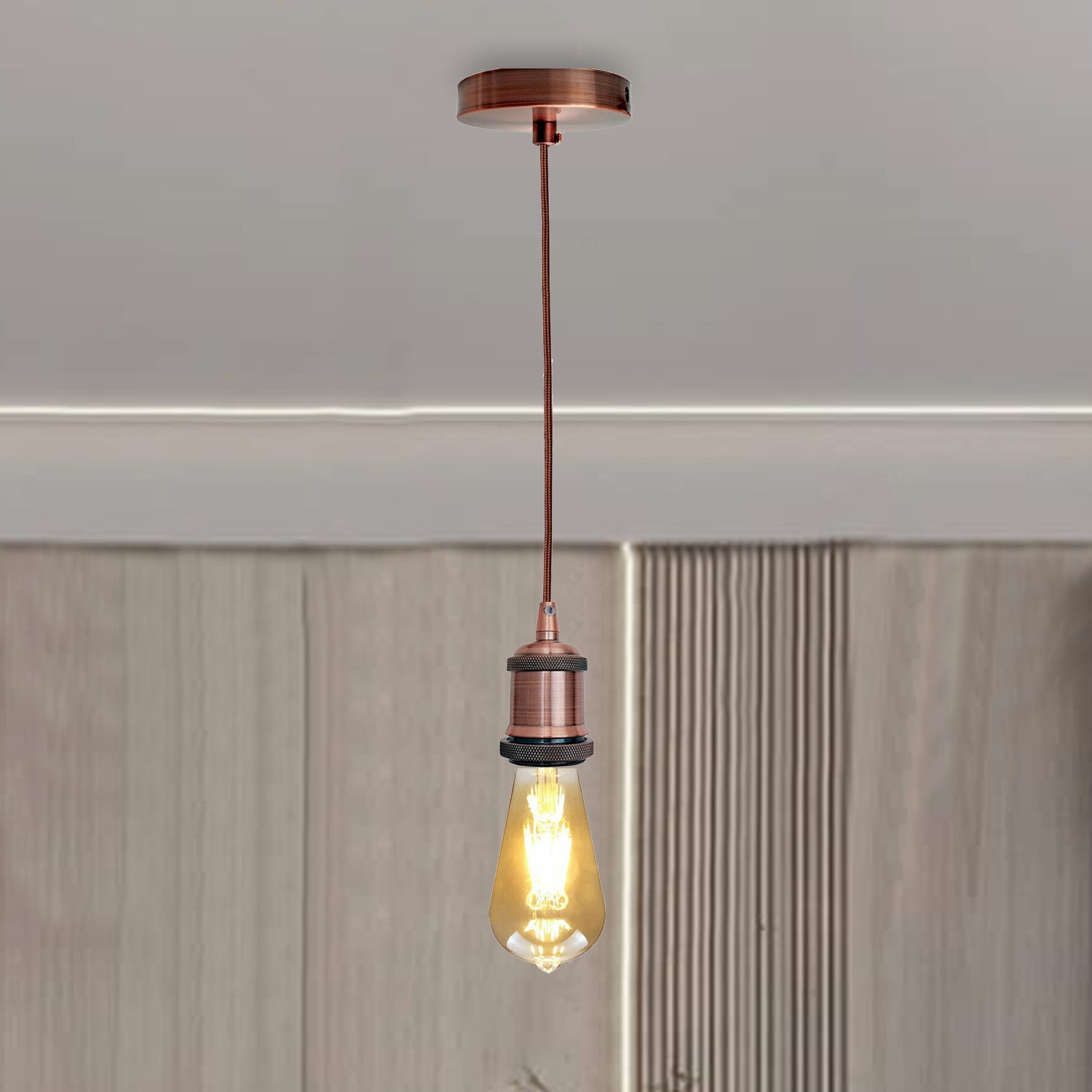 Retro Industrial Vintage Pendant Ceiling Rose Fitting E27 Lamp Bulb Holder - Application Image 1
