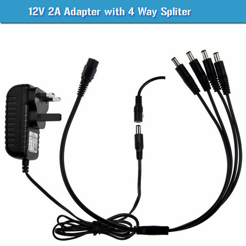 12V CCTV Power Adapter & 2/4/6/8 Splitter 2A PSU Connector~2365