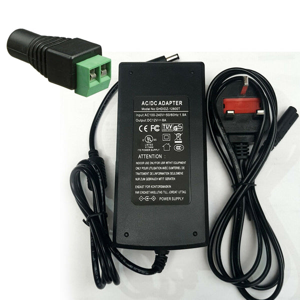 12V 8A Power Adapter & 1 Splitter Cable PSU Connector ~6024 – 12V 8A + Connector