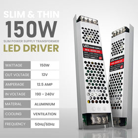 12V 150W Ultra Slim LED Driver – 12.5A AC/DC Power Supply Transformer~2356