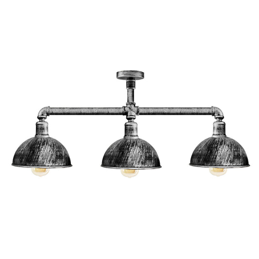 Industriële retro Texas stijl pijplampen semi-flush geborsteld koper metalen plafondlampkap E27~3596