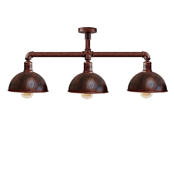 Industriële retro Texas stijl pijplampen semi-flush geborsteld koper metalen plafondlampkap E27~3596 – Ja / Rustiek Rood