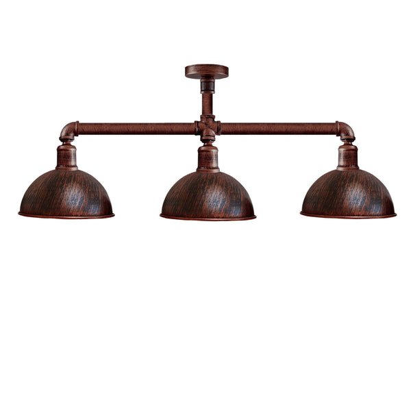 Industriële retro Texas stijl pijplampen semi-flush geborsteld koper metalen plafondlampkap E27~3596 – Nee / Rustiek Rood