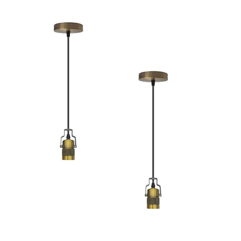 Vintage Industrial Style 1m Yellow Brass Ceiling E27 Pendant Lamp Holder Fitting~4783