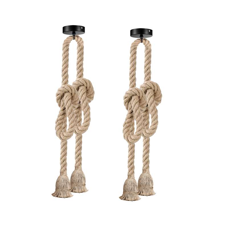 Double Head 2m Hemp Rope Pendant Light fixtures for Cafe Restaurant bar~4736