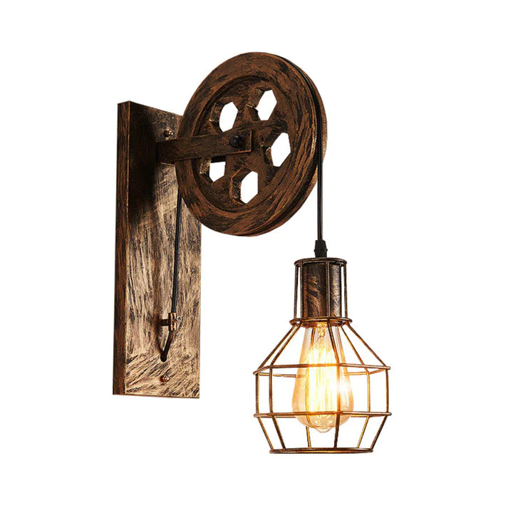 Wall Lamp Retro Wheel Light Rustic Vintage Pipe Industrial Steampunk  Lighting – LEDSone UK Ltd
